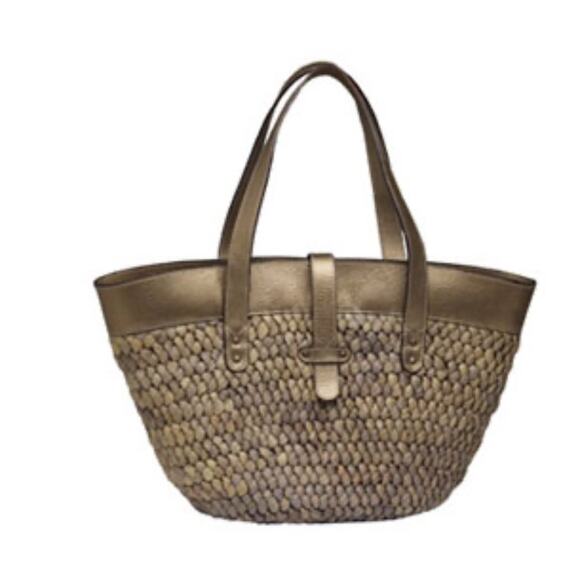 J. Crew Provence Large Straw Vacation Tote Bag Leather Straps Cotton Lining - Picture 12 of 12